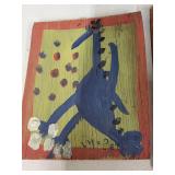 Pair of Folk Art Hand-Painted Poodle Plaques on Wood