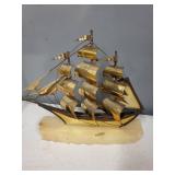 Pair of DeMott Brass Sailboat Sculptures on Stone Base