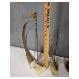 Set of 3 DeMott Brass Sailboat Sculptures with Onyx Bases