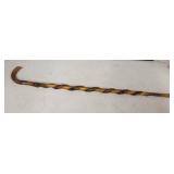 Hand-Carved Wooden Walking Stick with Snake Design