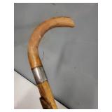 Hand-Carved Wooden Walking Stick with Snake Design