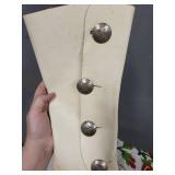 Pair of White Leather Beaded Moccasin Boots with Floral Design