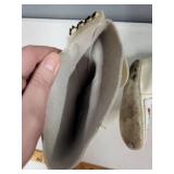 Pair of White Leather Beaded Moccasin Boots with Floral Design