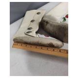 Pair of White Leather Beaded Moccasin Boots with Floral Design
