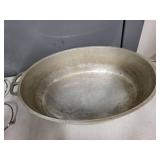 Vintage Wagner Ware Aluminum Roaster and Cast Iron Cauldron with Wooden Masher