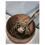 Vintage Wagner Ware Aluminum Roaster and Cast Iron Cauldron with Wooden Masher