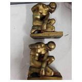 Pair of Art Deco Style Bronze-Finish Bookends with Figure Motif