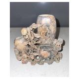 Collection of Carved Soapstone Brush Pots and Trinket Dishes