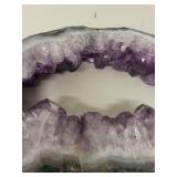 Large Natural Amethyst Crystal Geode Slice on Adjustable Stand