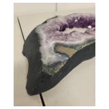 Large Natural Amethyst Crystal Geode Slice on Adjustable Stand
