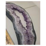 Large Natural Amethyst Crystal Geode Slice on Adjustable Stand