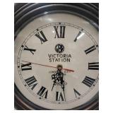 Victoria Station Decorative Metal Standing Floor Clock with Leaf Accents