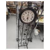 Victoria Station Decorative Metal Standing Floor Clock with Leaf Accents