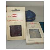 Resin Incense Set with Ceramic Burner and Dragons Blood, Copal, Royal Hojari Frankincense