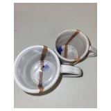 Set of 2 Handmade Stoneware Coffee Mugs with Brown Stripe
