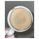 Set of 2 Handmade Stoneware Coffee Mugs with Brown Stripe