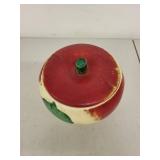Vintage Apple Shaped Ceramic Cookie Jar with Leaf Detail