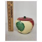 Vintage Apple Shaped Ceramic Cookie Jar with Leaf Detail