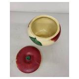 Vintage Apple Shaped Ceramic Cookie Jar with Leaf Detail
