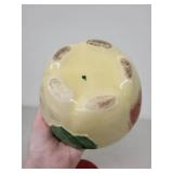 Vintage Apple Shaped Ceramic Cookie Jar with Leaf Detail