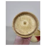 Vintage Apple Shaped Ceramic Cookie Jar with Leaf Detail