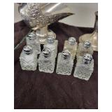 Vintage Sterling Silver Empire Candlesticks and Silver Plated Tableware Set