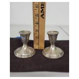 Vintage Sterling Silver Empire Candlesticks and Silver Plated Tableware Set