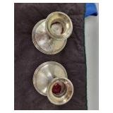 Vintage Sterling Silver Empire Candlesticks and Silver Plated Tableware Set