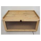 Wood Bread Box with Hinged Lid
