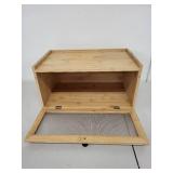 Wood Bread Box with Hinged Lid