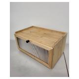 Wood Bread Box with Hinged Lid
