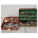 Lot of 2 Vintage Tackle Boxes with Fishing Lures and Accessories