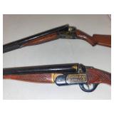 Pair of G.M. Schmidt Decorative Toy Shotguns and 4 Pheasant Drinking Glasses