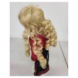 Porcelain Doll in Norwegian Telemark Folk Costume with Stand