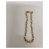 Vintage Jewelry Collection with Pearl Necklace, Gold-Tone Bracelet, Chain Bracelet, and Brooch