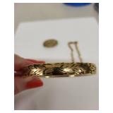 Vintage Jewelry Collection with Pearl Necklace, Gold-Tone Bracelet, Chain Bracelet, and Brooch