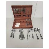 J.B. Hudson Co. Silverplate Flatware Set with Wooden Case