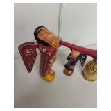 Set of 2 Guatemalan Painted Wooden Angels and 4 Russian Nesting Dolls