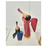 Set of 2 Guatemalan Painted Wooden Angels and 4 Russian Nesting Dolls