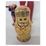 Set of 2 Guatemalan Painted Wooden Angels and 4 Russian Nesting Dolls