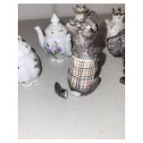 Set of 6 Decorative Salt and Pepper Shakers - Porcelain Floral and Dog Designs