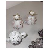 Set of 6 Decorative Salt and Pepper Shakers - Porcelain Floral and Dog Designs