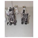 Set of 6 Decorative Salt and Pepper Shakers - Porcelain Floral and Dog Designs