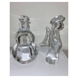 Set of 2 Glass Holiday Figurines Snowman and Angel