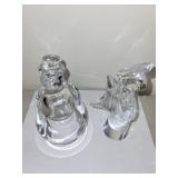 Set of 2 Glass Holiday Figurines Snowman and Angel