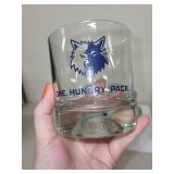 Set of 4 Wolves Logo Whiskey Glasses One Hungry Pack