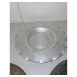 Set of 3 Vintage Metal Serving Trays with Ornate Designs