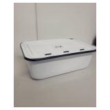 Vintage White Enamelware Loaf Pan with Lid
