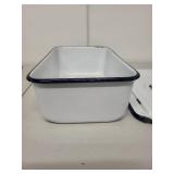 Vintage White Enamelware Loaf Pan with Lid