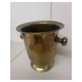 Vintage Brass Hammered Champagne Ice Bucket with Side Handles
